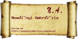 Neményi Ambrózia névjegykártya